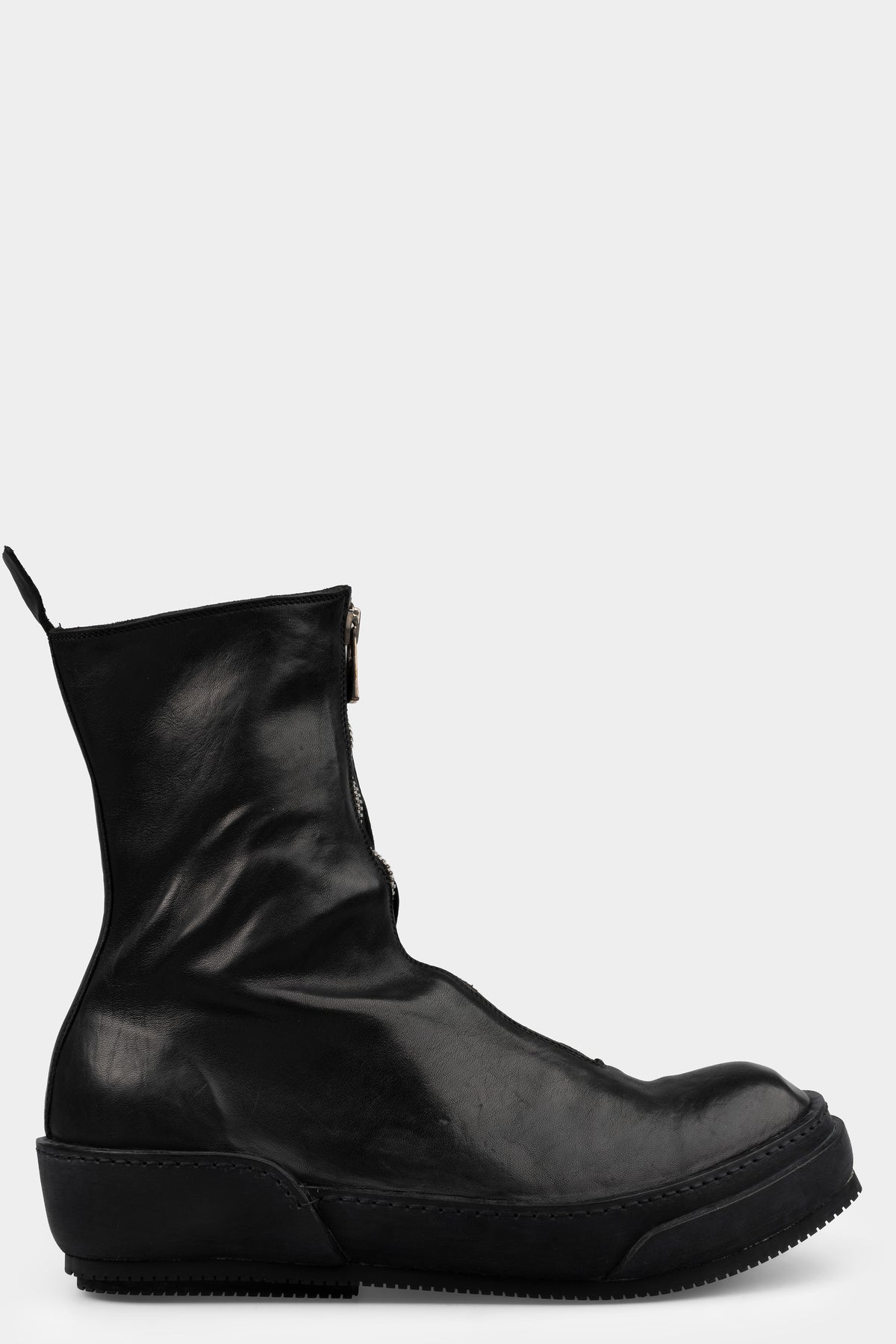 Front zip leather high top sneakers | PLS2