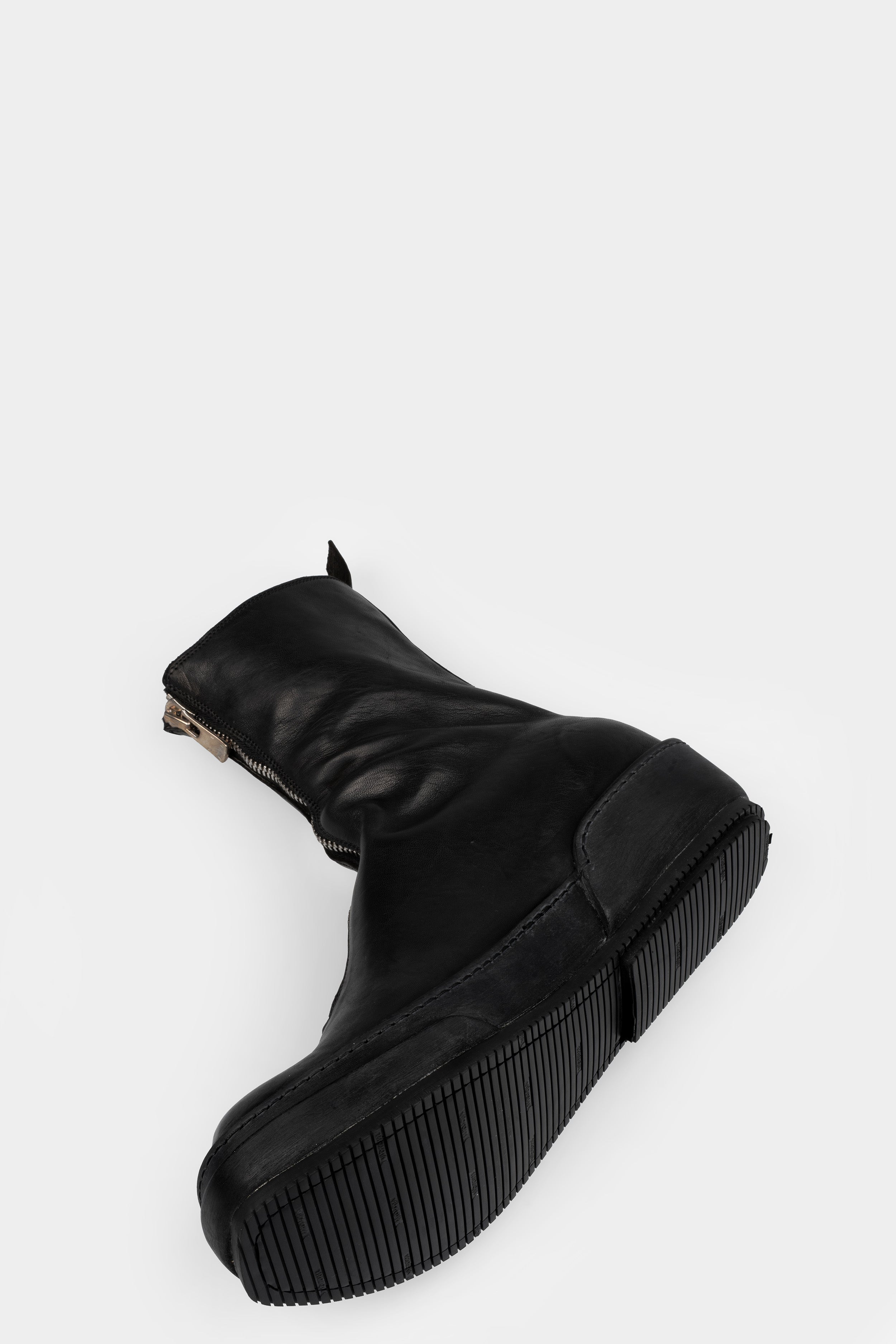 GUIDI PLS2 - Front zip leather sneakers, Black / Full Grain