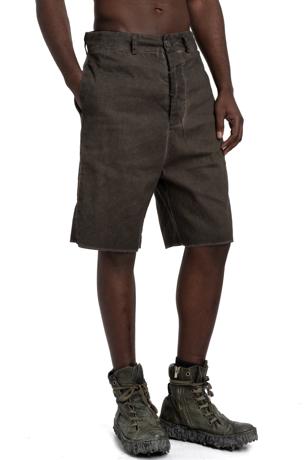 MD75 | SS26 - Linen stretch shorts, Military resin MD13286L