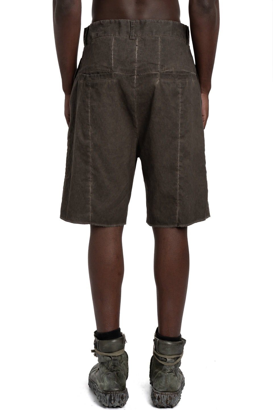 Linen stretch shorts, Military resin