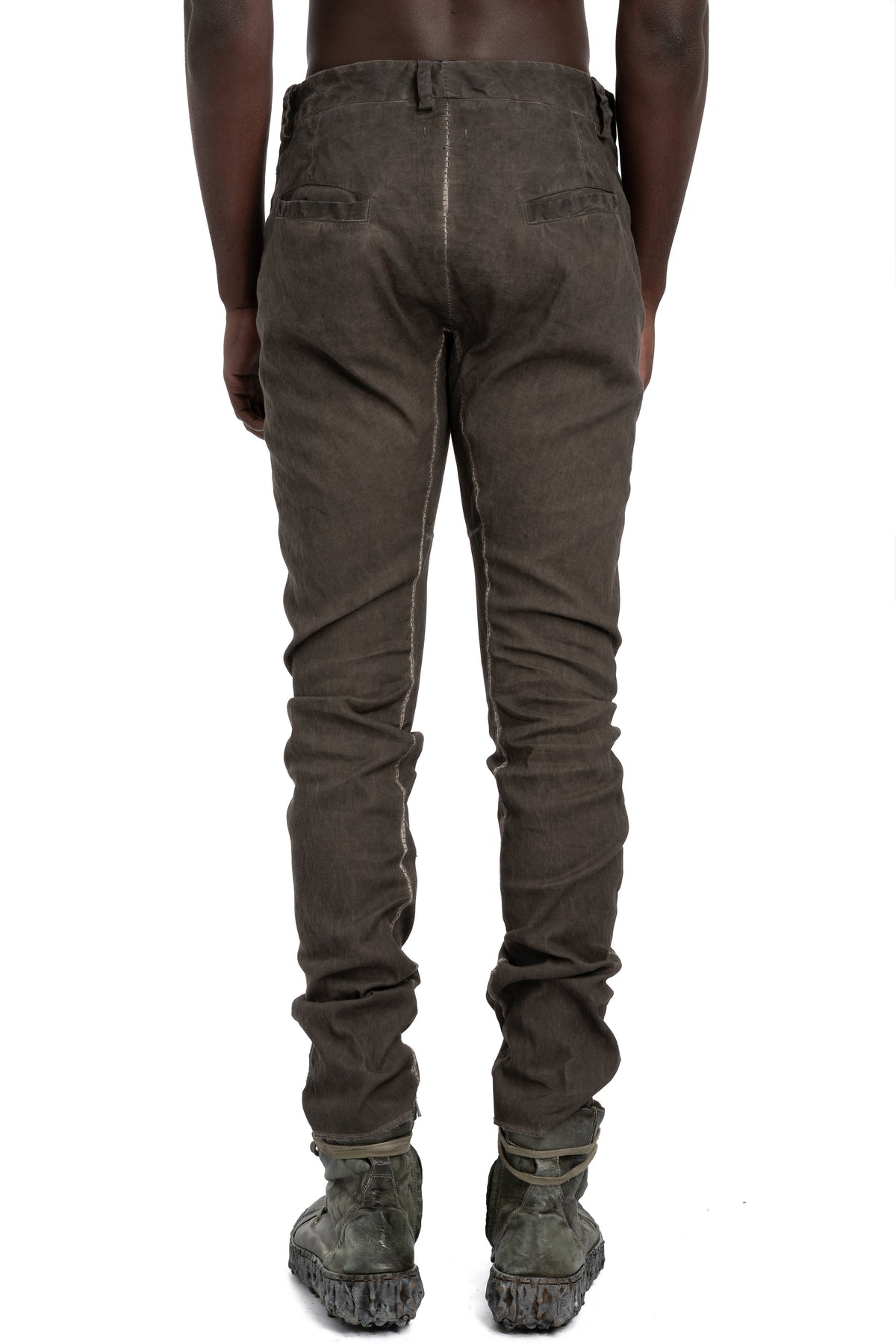 MD75 | SS26 - Woven Stretch Linen Pants, Military Resin MD13277L