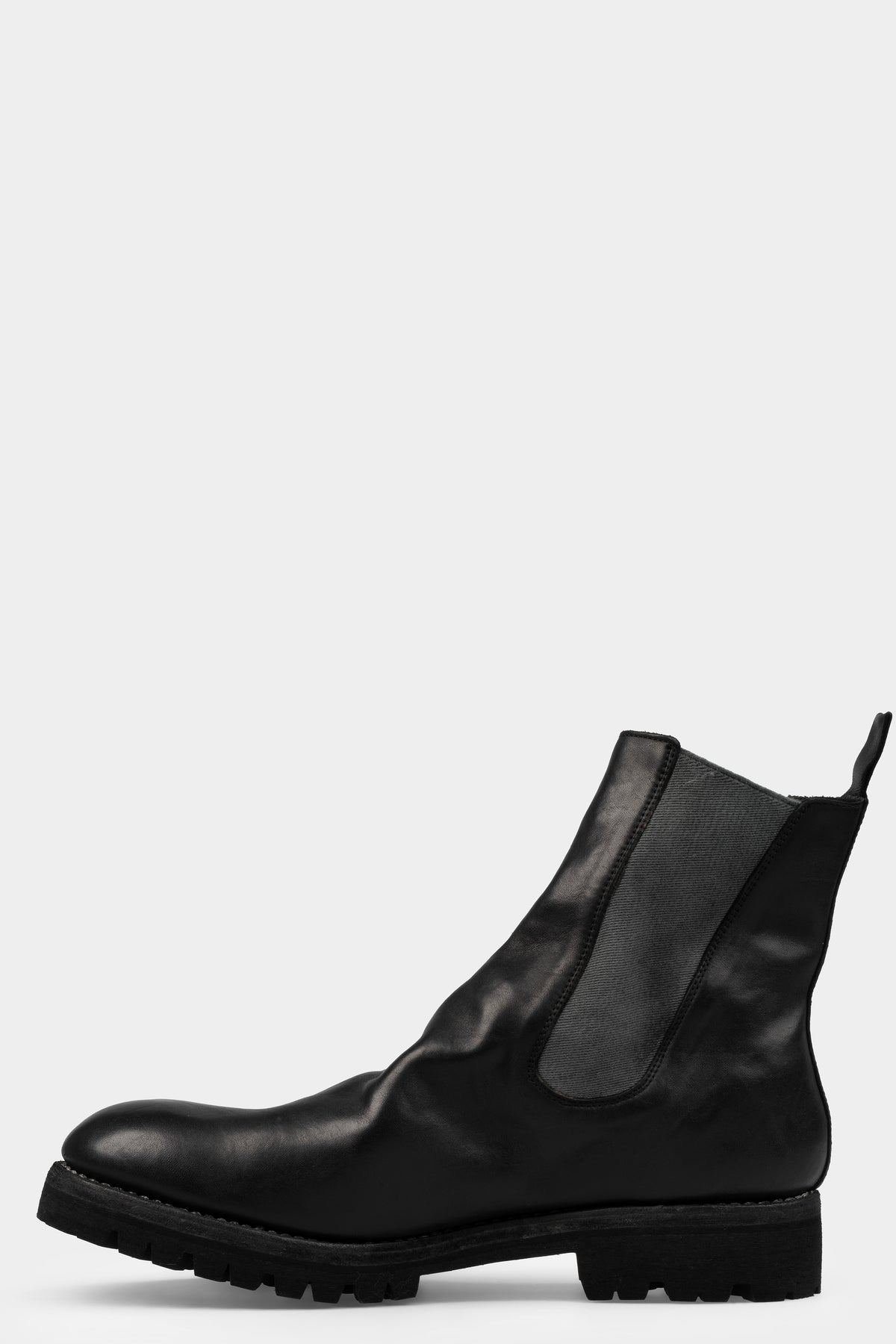 GUIDI 76V - Horse leather Chelsea boots, Black/Grey / Full Grain Horse, shot on table