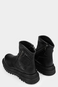 Pocket leather asymmetrical zip boots
