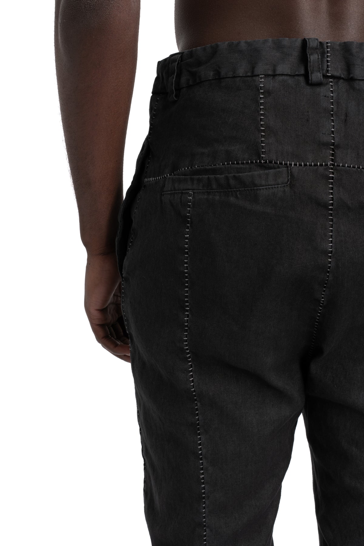 MD75 | SS26 - Linen stretch trousers, Black wash MD13276L