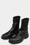 Scar stitch back zip leather boots