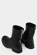 Scar stitch back zip leather boots
