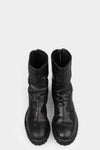 Scar stitch back zip leather boots