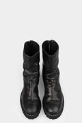Scar stitch back zip leather boots