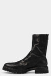 Scar stitch back zip leather boots