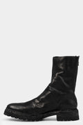 Scar stitch back zip leather boots