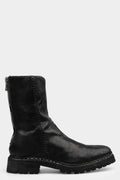 Scar stitch back zip leather boots