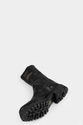 Scar stitch back zip leather boots
