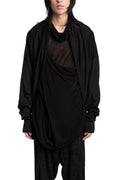 Shawl-collar open draped cardigan
