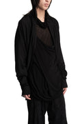 Shawl-collar open draped cardigan