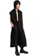 Julius_7 | SS26 - Draped Sleeveless Longline Jacquard Vest, 937VEM1