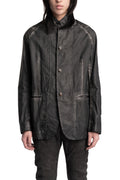 Isaac Sellam | SS26 - Raglan Sleeve Membrane Leather Blazer, Plomb DETENDU