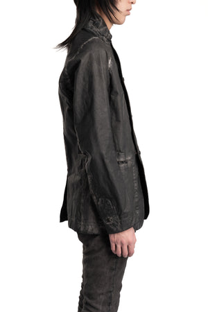 Isaac Sellam | SS26 - Raglan Sleeve Membrane Leather Blazer, Plomb DETENDU
