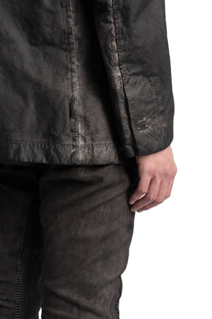 Isaac Sellam | SS26 - Raglan Sleeve Membrane Leather Blazer, Plomb DETENDU