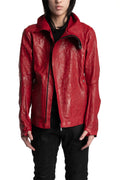 Isaac Sellam | SS26 - High Neck Lambskin Leather Jacket, Dirty Red IMPARABLE