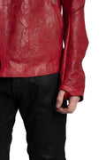Isaac Sellam | SS26 - High Neck Lambskin Leather Jacket, Dirty Red IMPARABLE