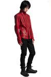Isaac Sellam | SS26 - High Neck Lambskin Leather Jacket, Dirty Red IMPARABLE