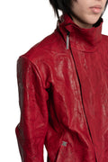 Isaac Sellam | SS26 - High Neck Lambskin Leather Jacket, Dirty Red IMPARABLE
