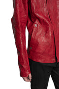 Isaac Sellam | SS26 - High Neck Lambskin Leather Jacket, Dirty Red IMPARABLE