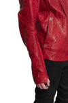 Isaac Sellam | SS26 - High Neck Lambskin Leather Jacket, Dirty Red IMPARABLE