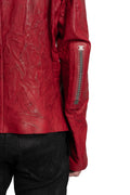 Isaac Sellam | SS26 - High Neck Lambskin Leather Jacket, Dirty Red IMPARABLE