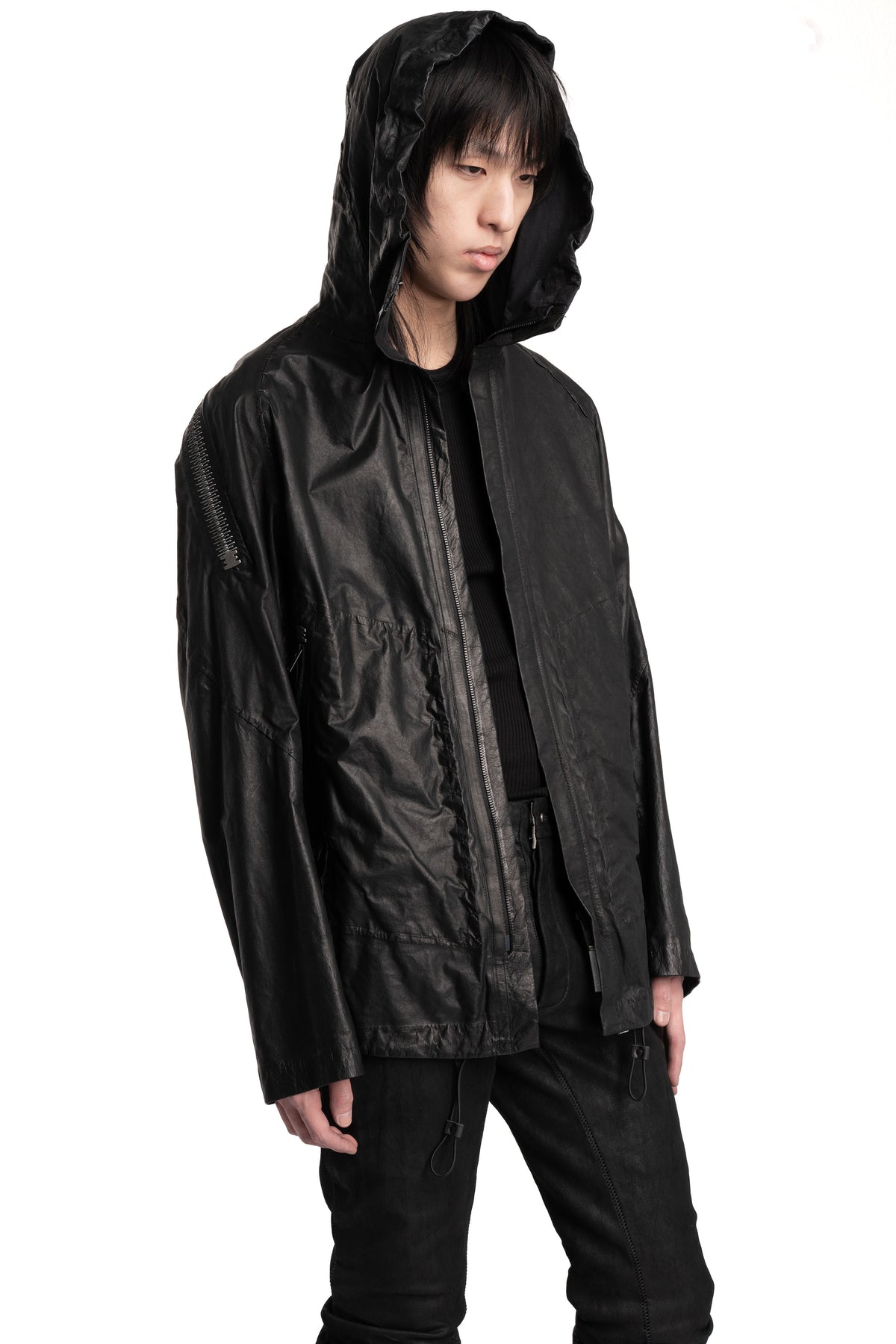 Isaac Sellam | SS26 - Hooded Membrane Leather Jacket, PREVENANT