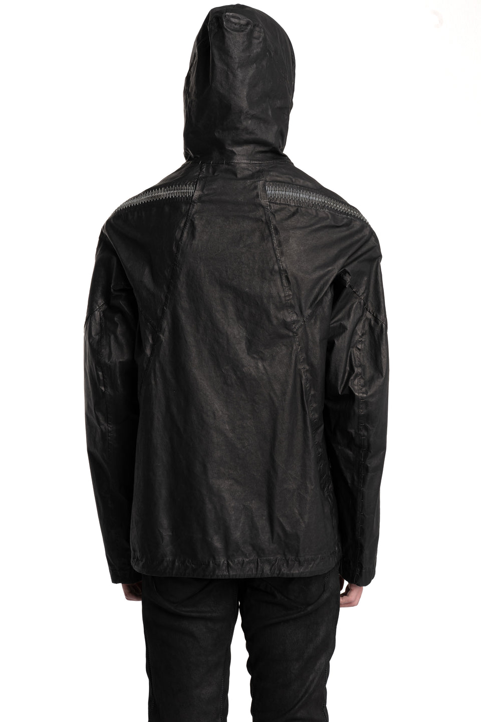 Hooded Membrane Leather Jacket