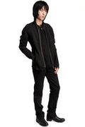 69 by Isaac Sellam | SS26 - Anatomical Pattern Structure Cotton Bomber Jacket, Black ANATOMIQUE