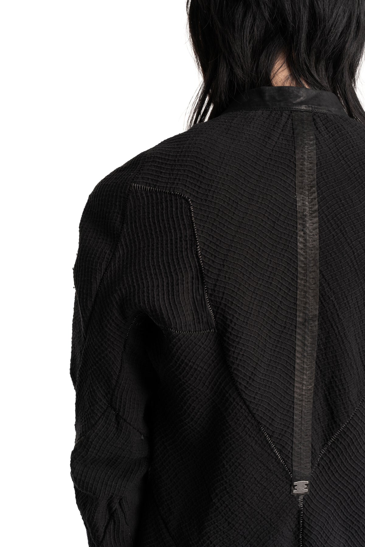 69 by Isaac Sellam | SS26 - Anatomical Pattern Structure Cotton Bomber Jacket, Black ANATOMIQUE