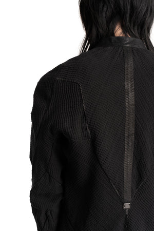 69 by Isaac Sellam | SS26 - Anatomical Pattern Structure Cotton Bomber Jacket, Black ANATOMIQUE