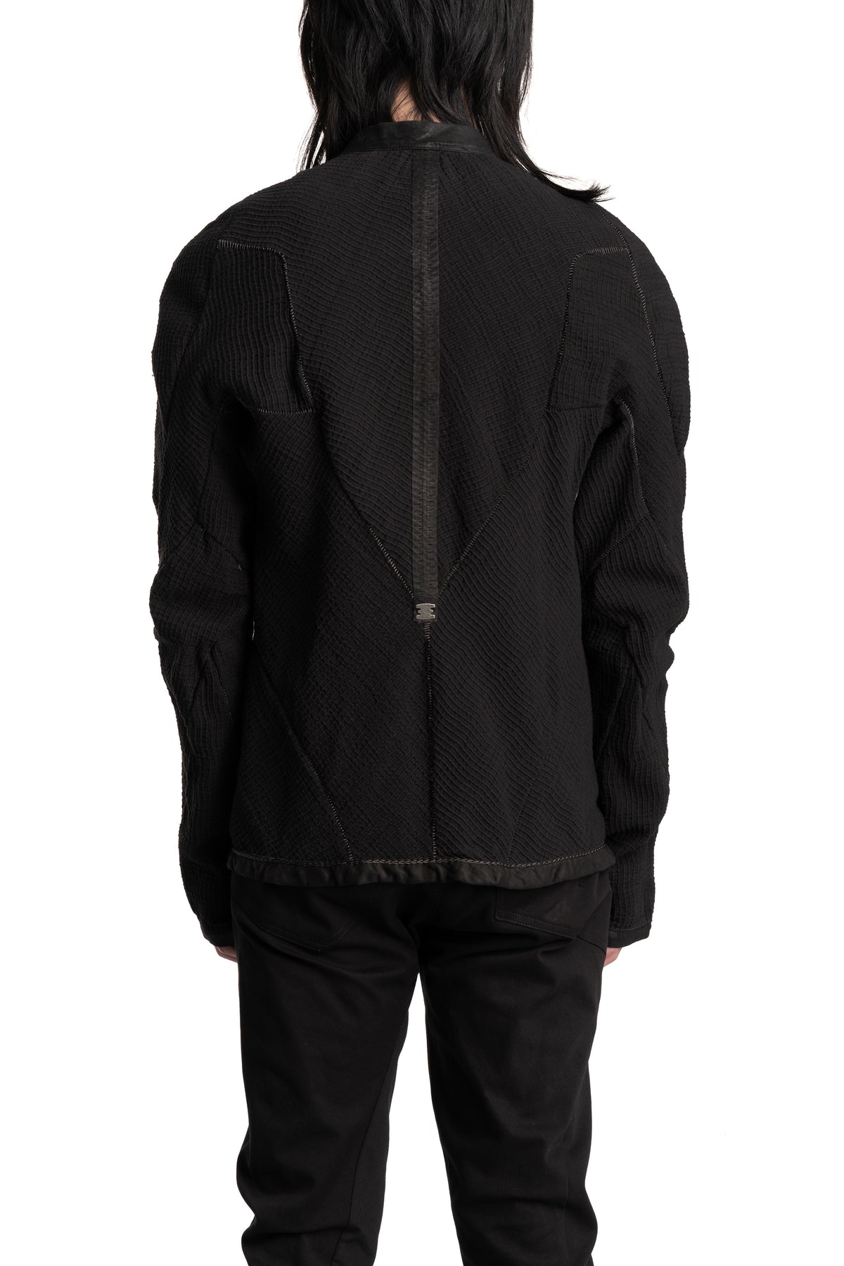 69 by Isaac Sellam | SS26 - Anatomical Pattern Structure Cotton Bomber Jacket, Black ANATOMIQUE
