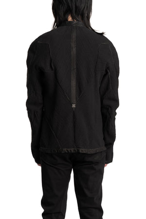 69 by Isaac Sellam | SS26 - Anatomical Pattern Structure Cotton Bomber Jacket, Black ANATOMIQUE