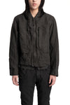 Blackmerle | SS26 - Binchotan Ink Washed Linen Washi Cargo Bomber, 261-J05-353BC