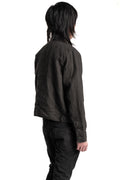 Blackmerle | SS26 - Binchotan Ink Washed Linen Washi Cargo Bomber, 261-J05-353BC