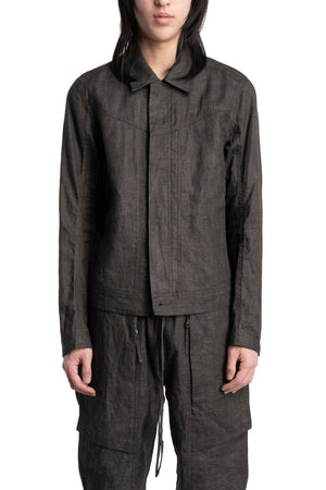 Blackmerle | SS26 - Ink-Coated Flax Trousers, 261-B01-500IC
