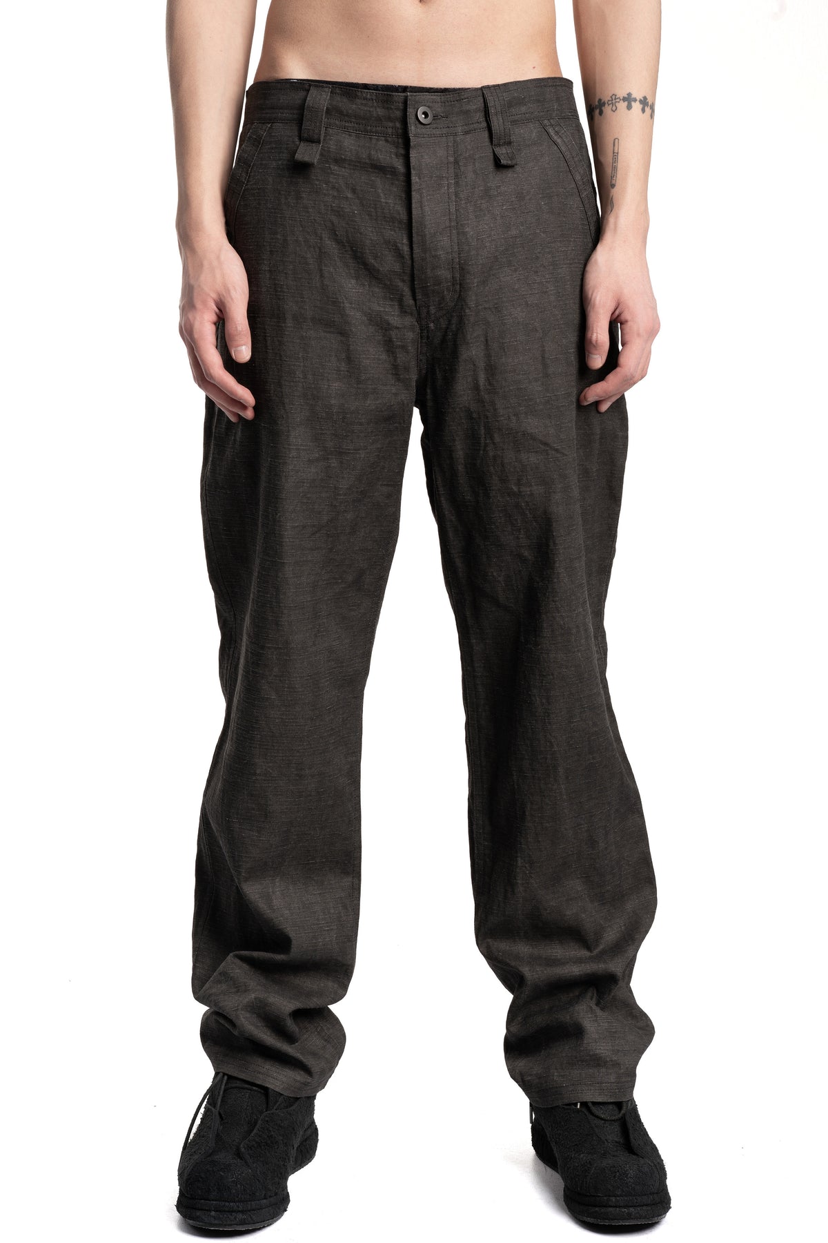 Ink-Coated Flax Trousers