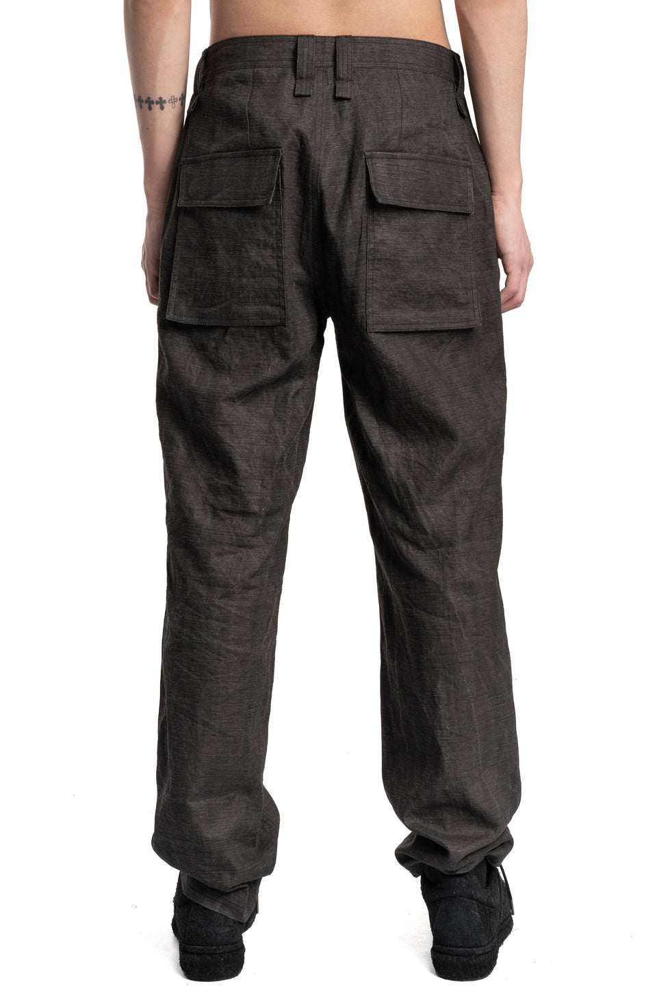 Ink-Coated Flax Trousers