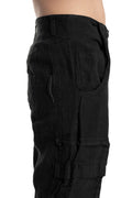 Never Enough | SS26  - Linen cargo pants, Black MPA082