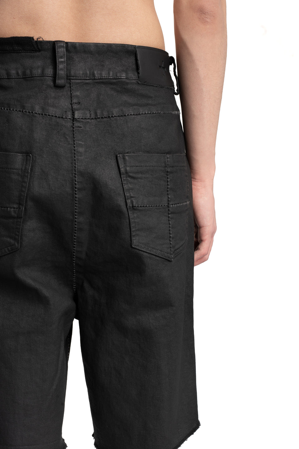 Cracked Coated Denim Shorts