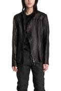 Asymmetric Zip Stretch Leather Jacket
