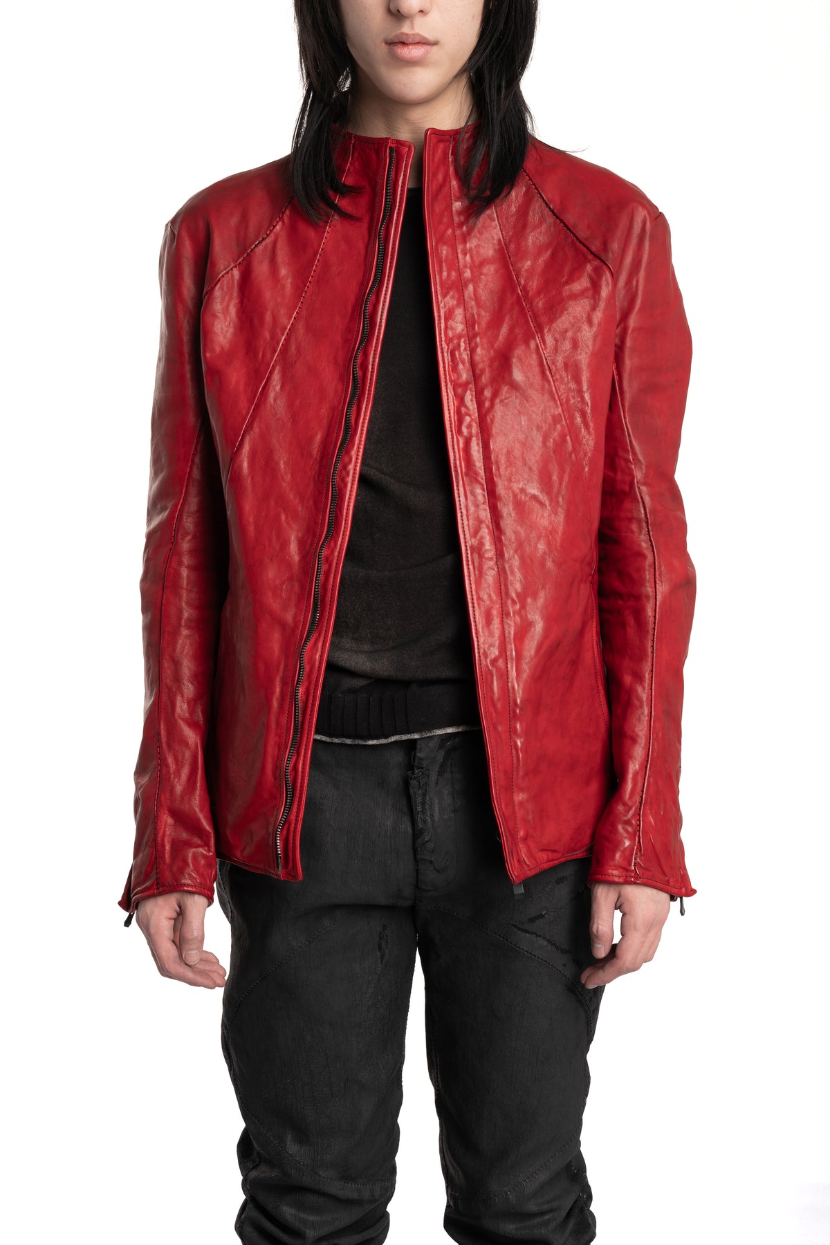 Incarnation | Scar stitch leather jacket, 11V-42097 Dirty Red
