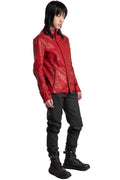 Scar stitch leather jacket, Dirty Red