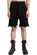Layered Panel Drop-Crotch Knit Shorts