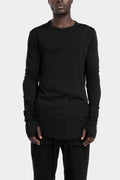Piped seams long sleeve tee, Black