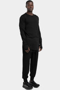 Piped seams long sleeve tee, Black