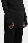 Piped seams long sleeve tee, Black